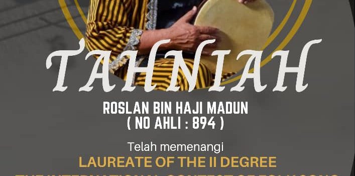 Tahniah Kepada Roslan Bin Haji Madun Kerana Telah Memenangi ‘LAUREATE OF THE II DEGREE’ ADULT AGE CATEGORY, THE INTERNATIONAL CONTEST OF FOLK SONG ARTIST VOICES OF ACIENT CITIES RYAZAN, Rusia.